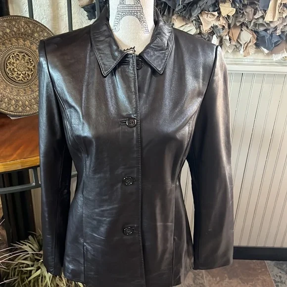 ALFANI Petite Leather Coat - Picture 3 of 8
